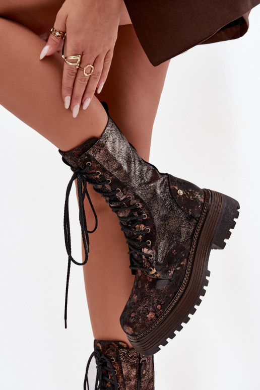 Pealiste poolsaapad säärsaapad Sellel onciejka 06203-32 pruunid värvi-Kuldset värvi Pealiste poolsaapad säärsaapad Sellel onciejka 06203-32 pruunid värvi-Kuldset värvi