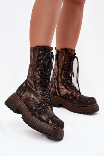 Pealiste poolsaapad säärsaapad Sellel onciejka 06203-32 pruunid värvi-Kuldset värvi 2