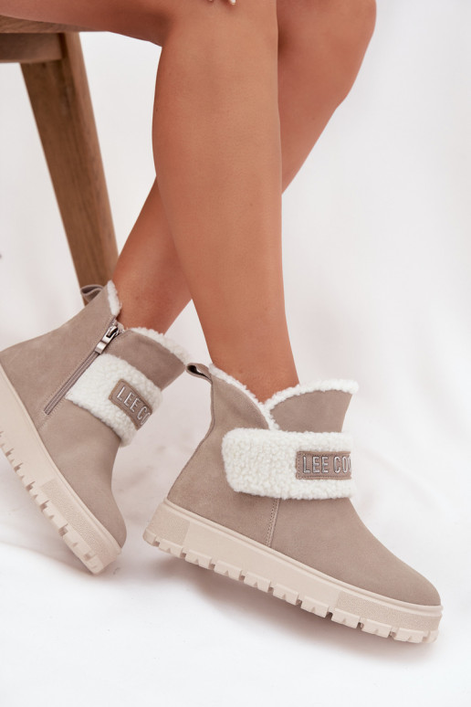 nööpidega lumesaapad Pealiste poolsaapadPealturalnego seemisnakhsedu soojad saapad Lee Cooper LCJ-25-01-3739 Halli värvi