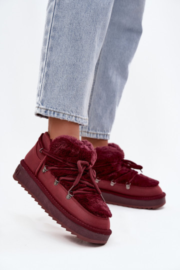 Sellel ondal nööpidega lumesaapad platvormiga karusnahaga D.Franklin DFSH370011 bordoo-värvi