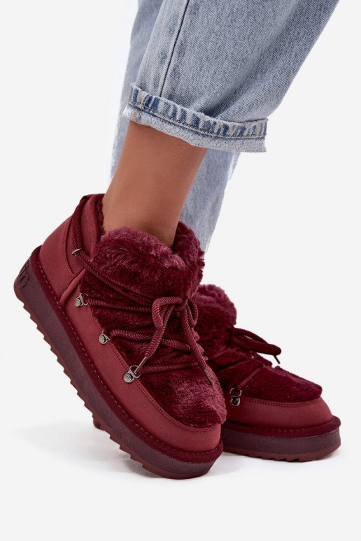 Sellel ondal nööpidega lumesaapad platvormiga karusnahaga D.Franklin DFSH370011 bordoo-värvi Sellel ondal nööpidega lumesaapad platvormiga karusnahaga D.Franklin DFSH370011 bordoo-värvi