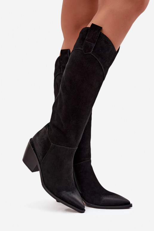 pika säärega saapad Kauboi saapad Pealiste omad kõrge jämeda kontsagaPealturalnego seemisnakhsedu Artiker 57C0232 msuud