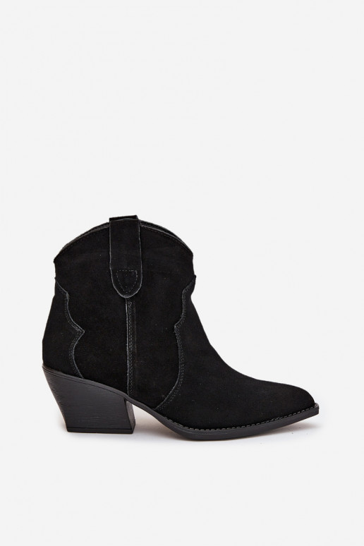 Keenud kauboistiilis naiste saapad naturaalsest sametist Beretta must