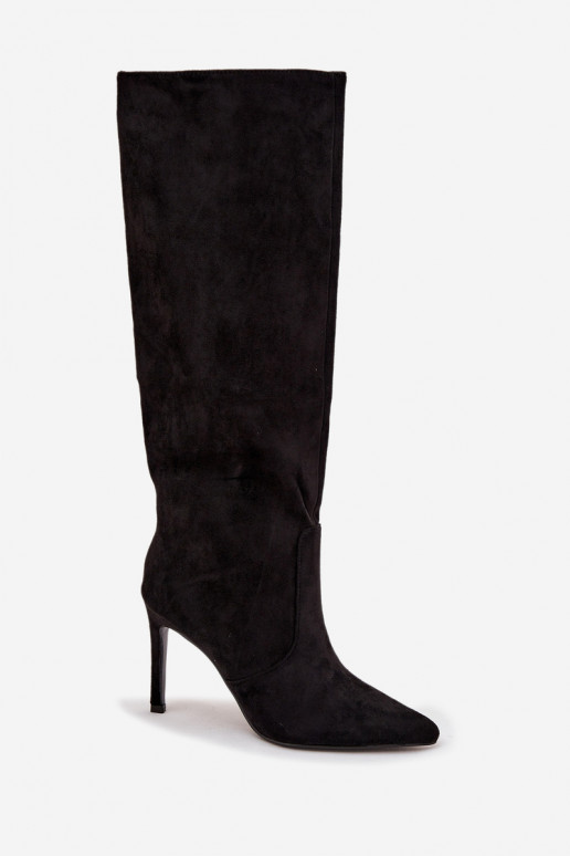 voodriga naiste pika säärega saapad kõrge jämeda kontsagaEco Suedeu msuud Rosavine