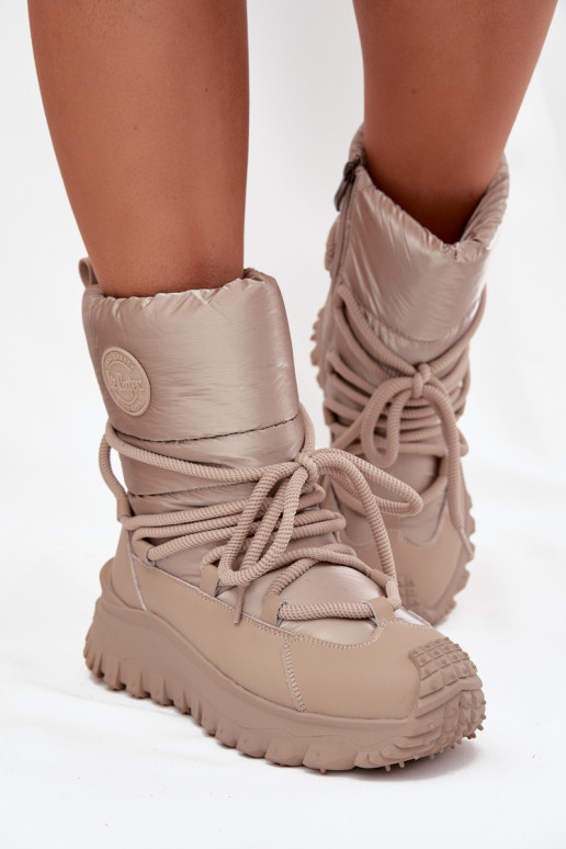 Pealhk nööpidega lumesaapad platvormiga Lee Cooper LCJ-25-12-3663 beeži värvi-Kuldset värvi Pealhk nööpidega lumesaapad platvormiga Lee Cooper LCJ-25-12-3663 beeži värvi-Kuldset värvi
