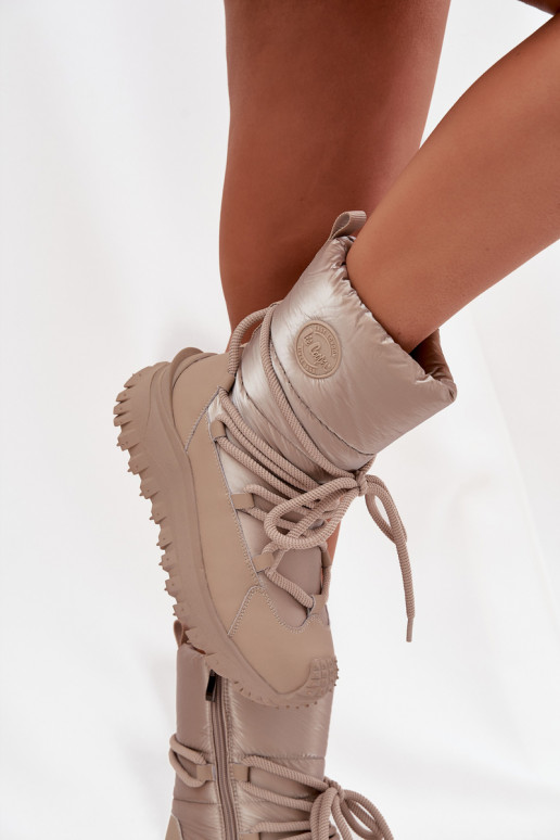 Pealhk nööpidega lumesaapad platvormiga Lee Cooper LCJ-25-12-3663 beeži värvi-Kuldset värvi Pealhk nööpidega lumesaapad platvormiga Lee Cooper LCJ-25-12-3663 beeži värvi-Kuldset värvi