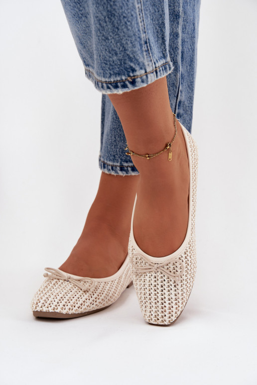 Baleriinad Koos punutisega I Kokardką Ecru Belirra