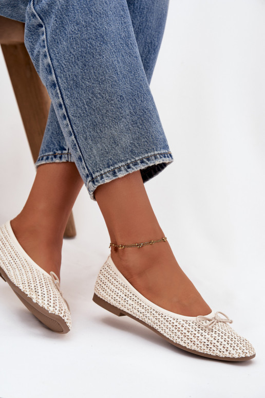 Baleriinad Koos punutisega I Kokardką Ecru Belirra