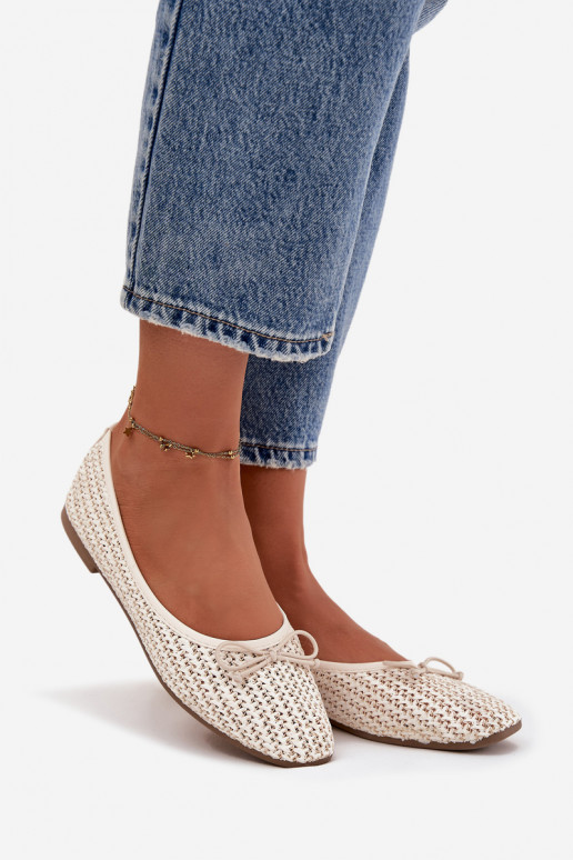 Baleriinad Koos punutisega I Kokardką Ecru Belirra