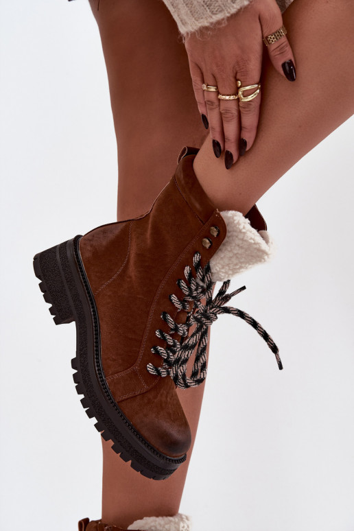 Pealiste poolsaapad jalanõud Pealiste omad eko-nahast pruunid värvi Bellora