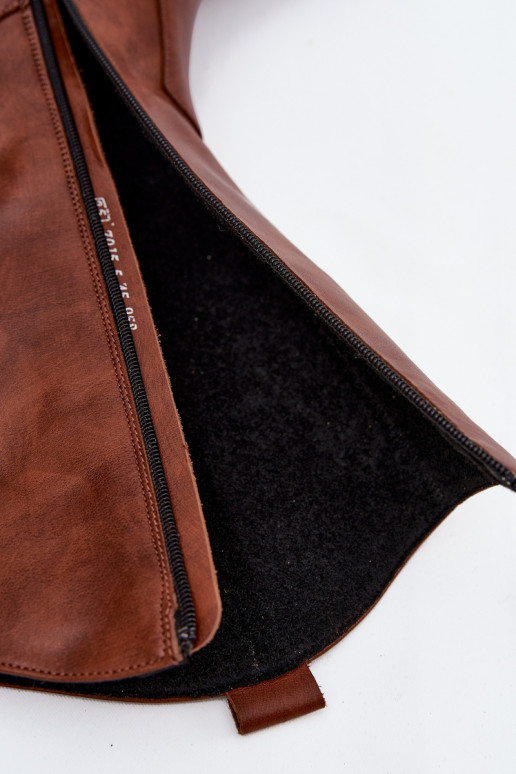 Pealhk pika säärega saapad Kauboi saapad kõrge jämeda kontsaga voodriga Zazoo 70155 pruunid värvi