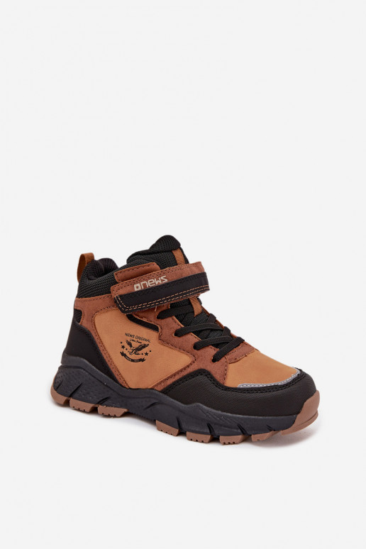 talvesaapad Trekking Laste jalanõud krõpsudega kinnitatav voodriga pruunid värvi Miravie