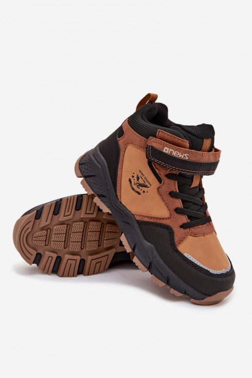 talvesaapad Trekking Laste jalanõud krõpsudega kinnitatav voodriga pruunid värvi Miravie