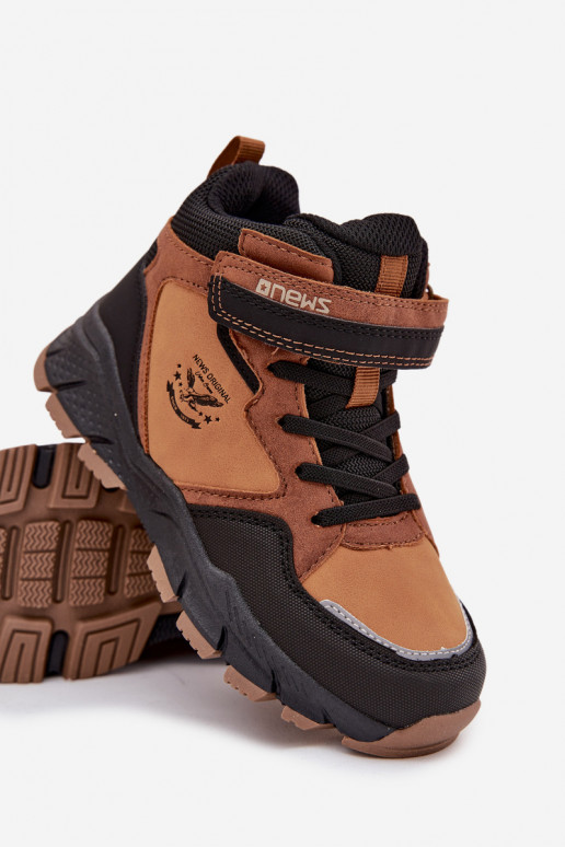 talvesaapad Trekking Laste jalanõud krõpsudega kinnitatav voodriga pruunid värvi Miravie