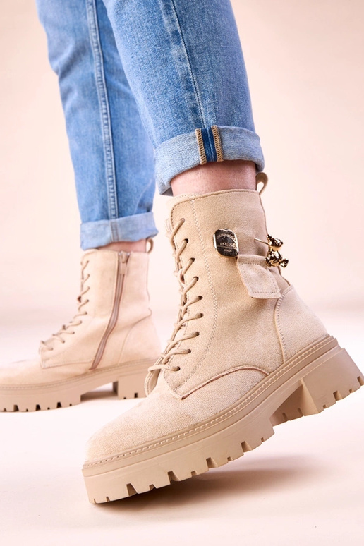 Beežid naiste traperid kuldse karuga...