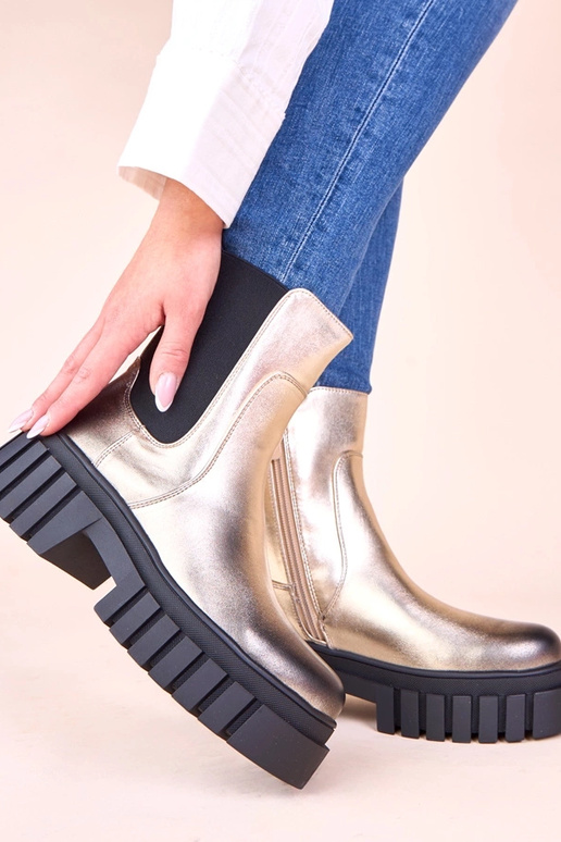 Kuldne platvormsaapad elastse riba Denya