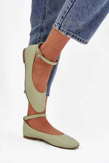 Baleriinad Pealiste omad rihmadega I neetide ja pandlaga Rohelist värvi Janelor