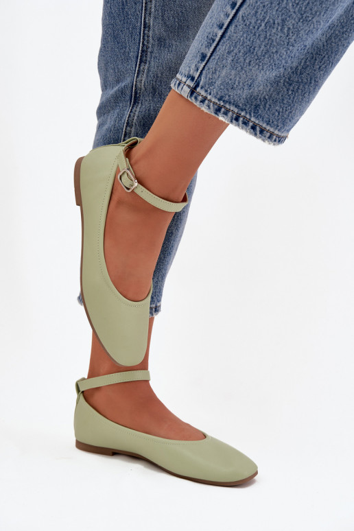 Baleriinad Pealiste omad rihmadega I neetide ja pandlaga Rohelist värvi Janelor