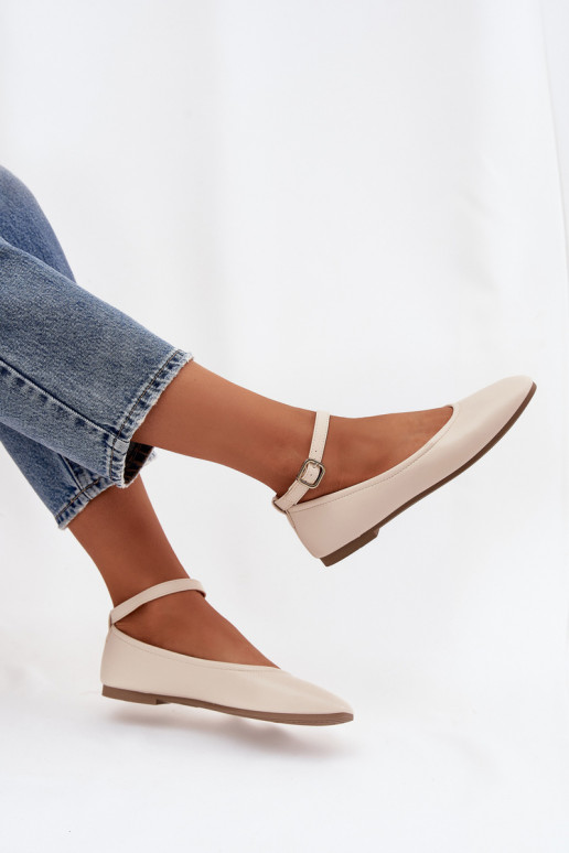 Baleriinad Pealiste omad rihmadega I neetide ja pandlaga beeži värvi Janelor