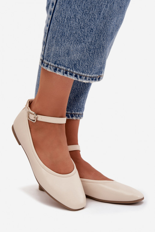 Baleriinad Pealiste omad rihmadega I neetide ja pandlaga beeži värvi Janelor