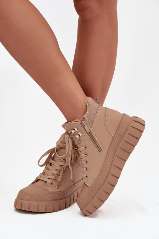 Pealiste omad voodriga Pealiste poolsaapad jalanõud platvormiga pruunid värvi Carenna