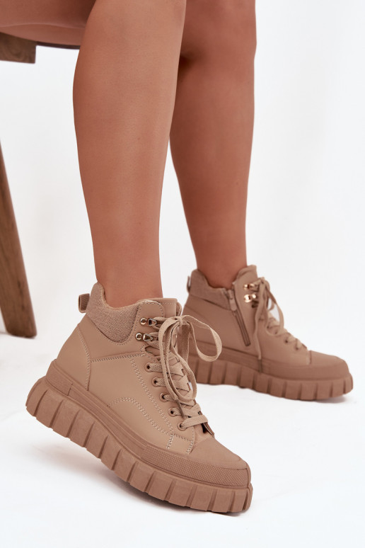 Pealiste omad voodriga Pealiste poolsaapad jalanõud platvormiga pruunid värvi Carenna