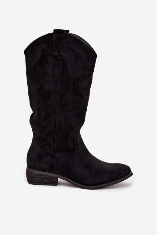 pika säärega saapad Kauboi saapad Sellel ondala kontsagaEco Suedeu msuud Cherrie