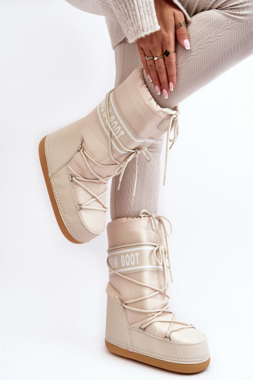 Pealiste omad Kõrge nööpidega lumesaapad beeži värvi Venila