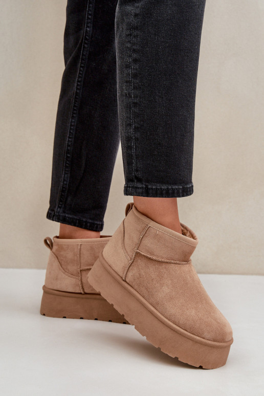 Pealiste omad nööpidega lumesaapad platvormiga beeži värvi Ninala