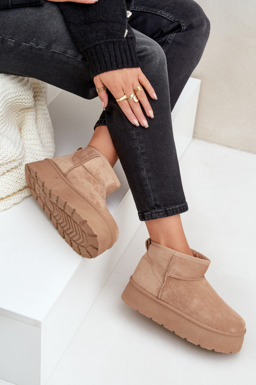 Pealiste omad nööpidega lumesaapad platvormiga beeži värvi Ninala