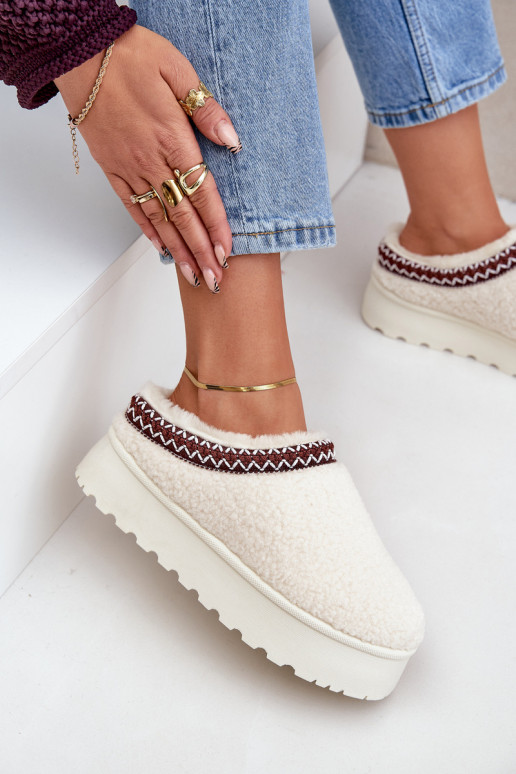 nööpidega lumesaapad Plätud platvormiga karusnahaga Typu Baranek Elevandiluu värvi Ovirissa