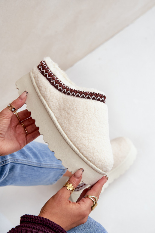 nööpidega lumesaapad Plätud platvormiga karusnahaga Typu Baranek Elevandiluu värvi Ovirissa