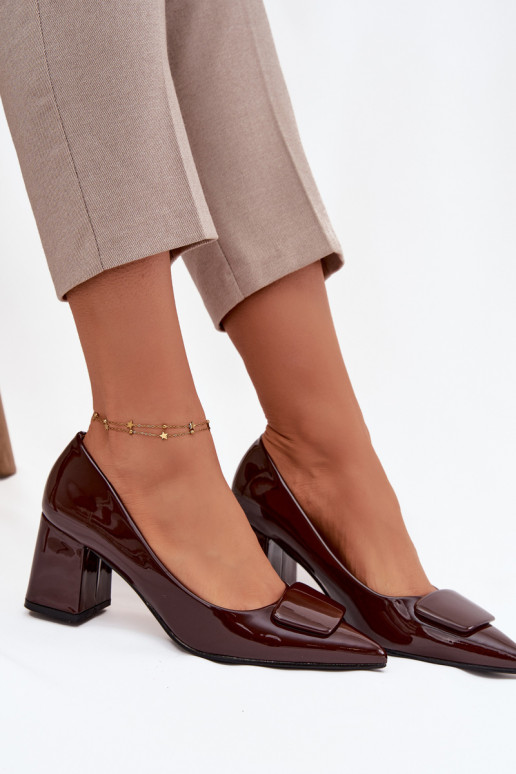 Laque Kingad kõrge jämeda kontsaga kaunistustega Czekoladosissee Isoline