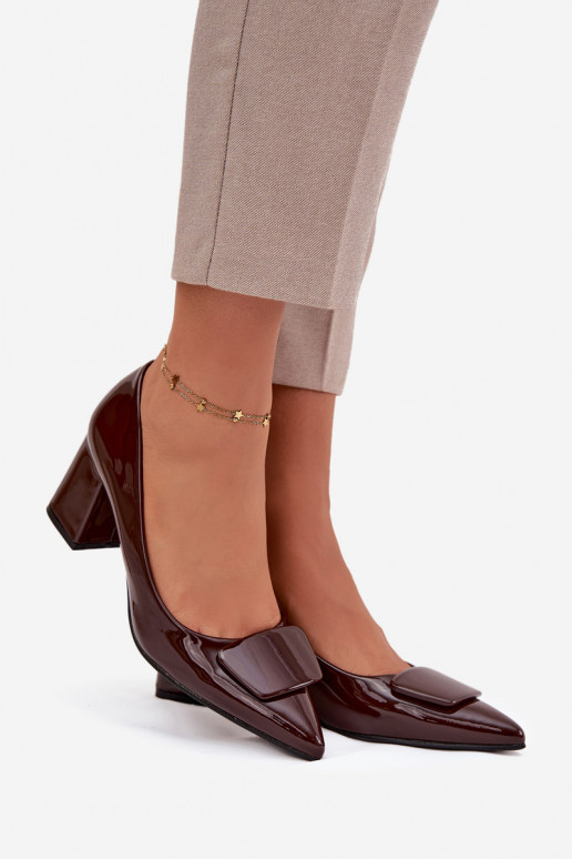 Laque Kingad kõrge jämeda kontsaga kaunistustega Czekoladosissee Isoline