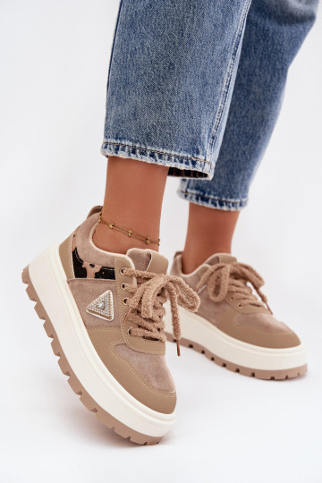 voodriga Sneakers tüüpi jalanõud Pealiste omad platvormiga beeži värvi Florinda 2