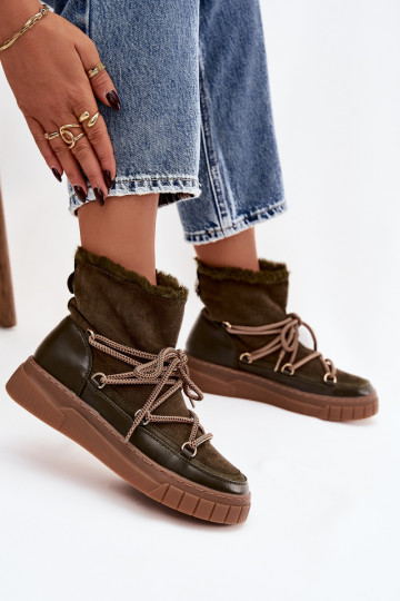 nööpidega lumesaapad Pealiste omad saapad koos stiilsete detailidega khakivärvi Isalisse