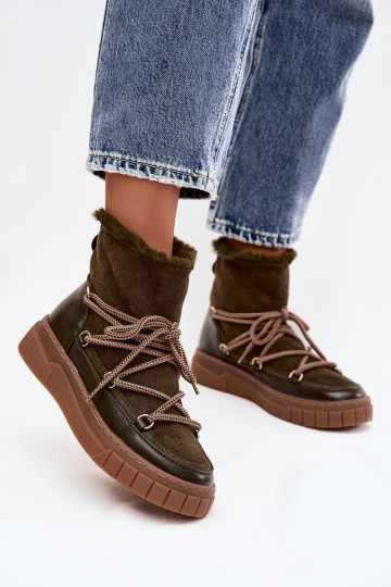 nööpidega lumesaapad Pealiste omad saapad koos stiilsete detailidega khakivärvi Isalisse 2