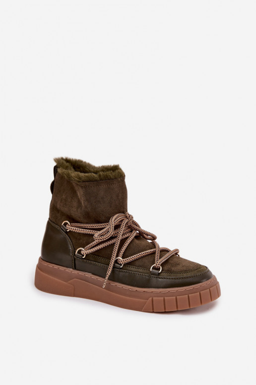 nööpidega lumesaapad Pealiste omad saapad koos stiilsete detailidega khakivärvi Isalisse