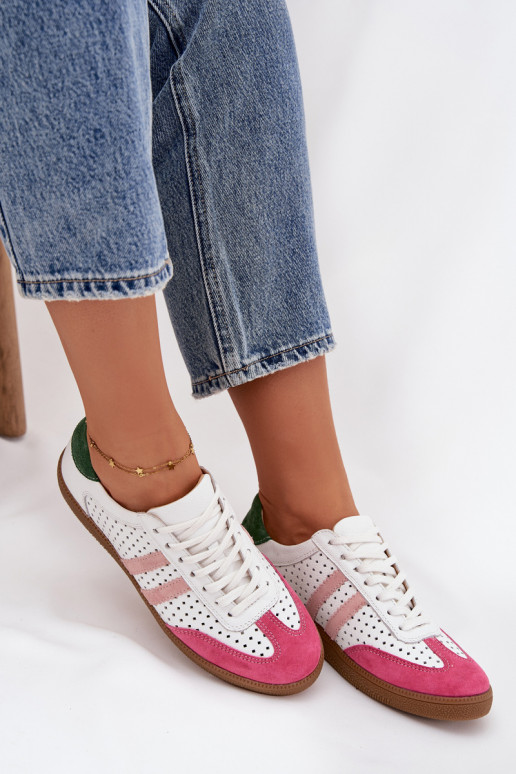 Pealhk Ažuurne Sneakers tüüpi jalanõud Pealiste omad Zazoo N1318 Valget-Tumeroosad värvi