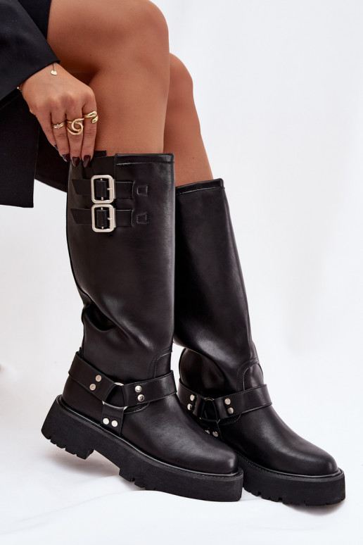 Pealhk naiste pika säärega saapad neetide ja pandlaga voodriga Big Star OO274A180 msuud