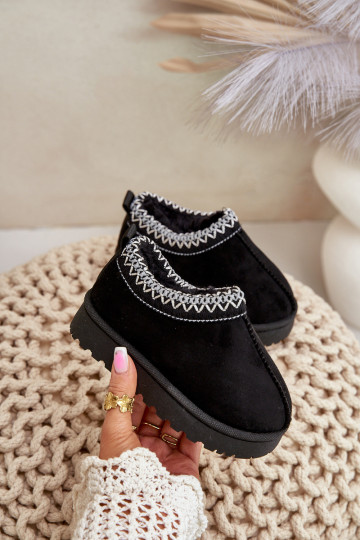 Laste lumesaapad platvormiga, soojustatud ja karusnahaga seestpoolt, must Vilabria