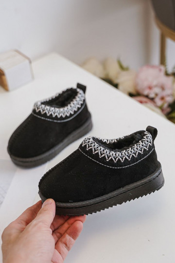 Laste lumesaapad platvormiga, soojustatud ja karusnahaga seestpoolt, must Vilabria 2