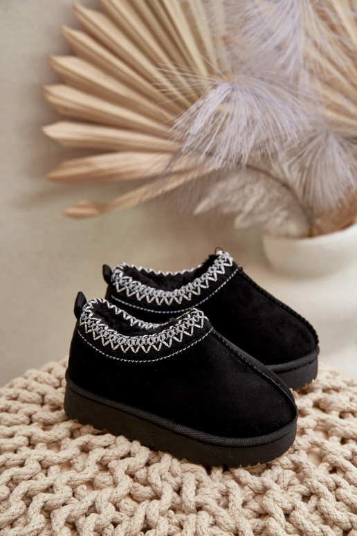 Laste lumesaapad platvormiga, soojustatud ja karusnahaga seestpoolt, must Vilabria