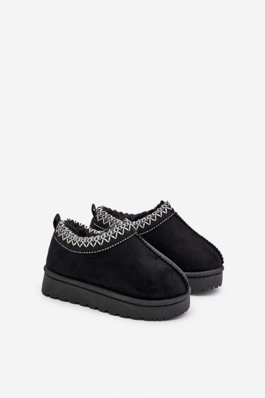 Laste lumesaapad platvormiga, soojustatud ja karusnahaga seestpoolt, must Vilabria