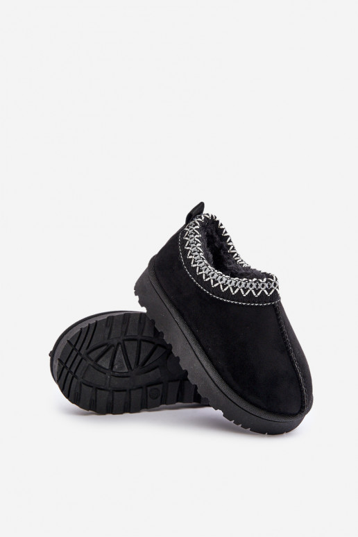 Laste lumesaapad platvormiga, soojustatud ja karusnahaga seestpoolt, must Vilabria