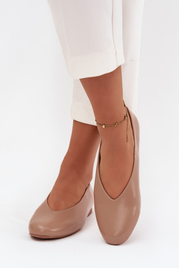 Naiste ballerina kingad kunstnahast laia kontsaga liivakarva Olyssia