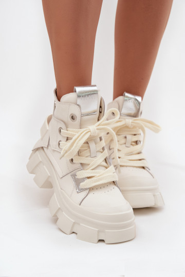 Nahksoojad spordistiilis saapad GOE SS2N4055 valge 2