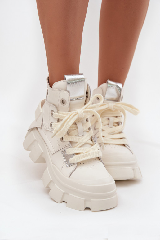 Nahksoojad spordistiilis saapad GOE SS2N4055 valge