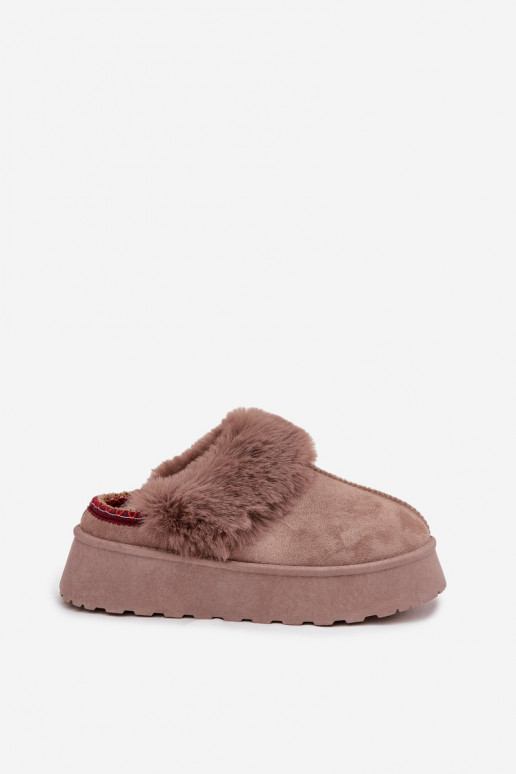 Naistel lumesaad platvormiga ja karusnahaga tikandiga beežid Querina