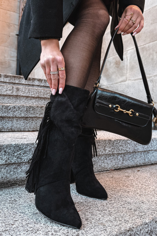 Darlina naiste saapad frantsiisi ja karvade, must